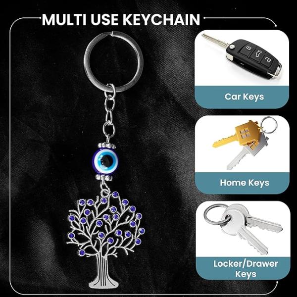 Blue evil eye tree of life keyring decorative nazar keychain accessory